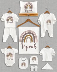 Toprak Tonları Gökkuşağı Tasarımı 11'li Organik  Hastane Çıkışı