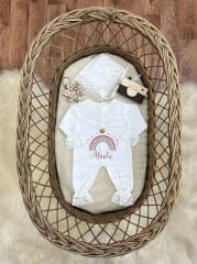 Gökkuşağı Tasarımı Dantelli Tulum Seti