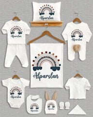 Gökkuşağı Tasarımı Kahverengi Ponponlu Tavşan Kulaklı 11'li Organik Hastane Çıkışı