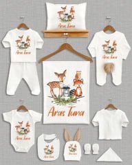 Sevimli Hayvanlar Tasarımı Kahverengi Ponponlu Tavşan Kulaklı 11'li Organik Hastane Çıkışı