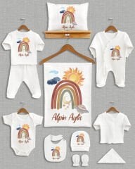 Güneşli Gökkuşağı Tasarımı 11'li Organik İsme Özel Hastane Çıkışı