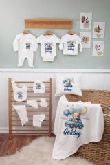 Araba İçinde Balonlu Ayıcık Tasarımı 11'li Organik  Hastane Çıkışı