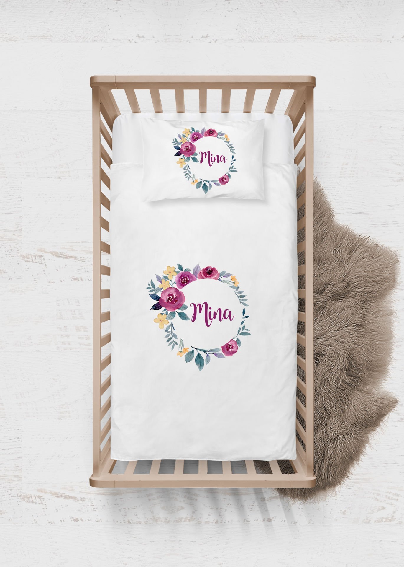 Çiçek Çelenk Tasarımı Nevresim Takımı