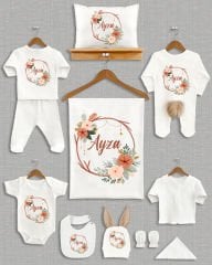 Çiçek Çelenk Tasarımı Kahverengi Ponponlu Tavşan Kulaklı 11'li Organik Hastane Çıkışı