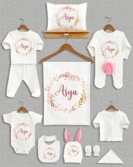 Pastel Çelenk Tasarımı Ponponlu Tavşan Kulaklı 11'li Organik Hastane Çıkışı