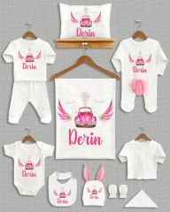 Pembe Vosvos Kanat Tasarımı Ponponlu Tavşan Kulaklı 11'li Organik Hastane Çıkışı