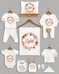 Çiçek Çelenk Tasarımı Kahverengi Ponponlu Tavşan Kulaklı 11'li Organik Hastane Çıkışı