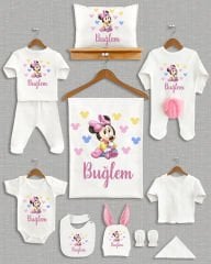 Mickey Mouse Tasarımı Ponponlu Tavşan Kulaklı 11'li Organik Hastane Çıkışı