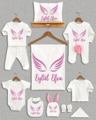 Melek Kanadı Tasarımı Ponponlu Tavşan Kulaklı 11'li Organik Hastane Çıkışı