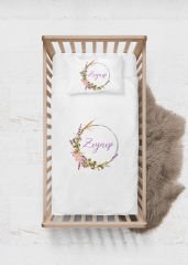 Pastel Çiçek Çelenk Tasarımı Nevresim Takımı