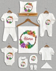 Çiçekli Kuş Desenli 11'li Organik  Hastane Çıkışı