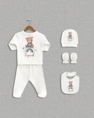 Gökkuşağında Ayıcık Tasarımı 5'li Organik Hastane Çıkışı