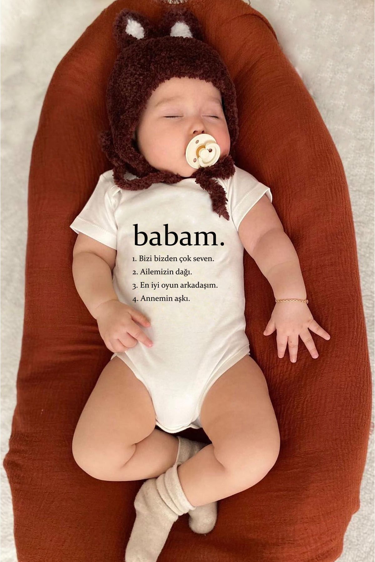 Babam Yazılı Pamuklu Bebek Zıbını