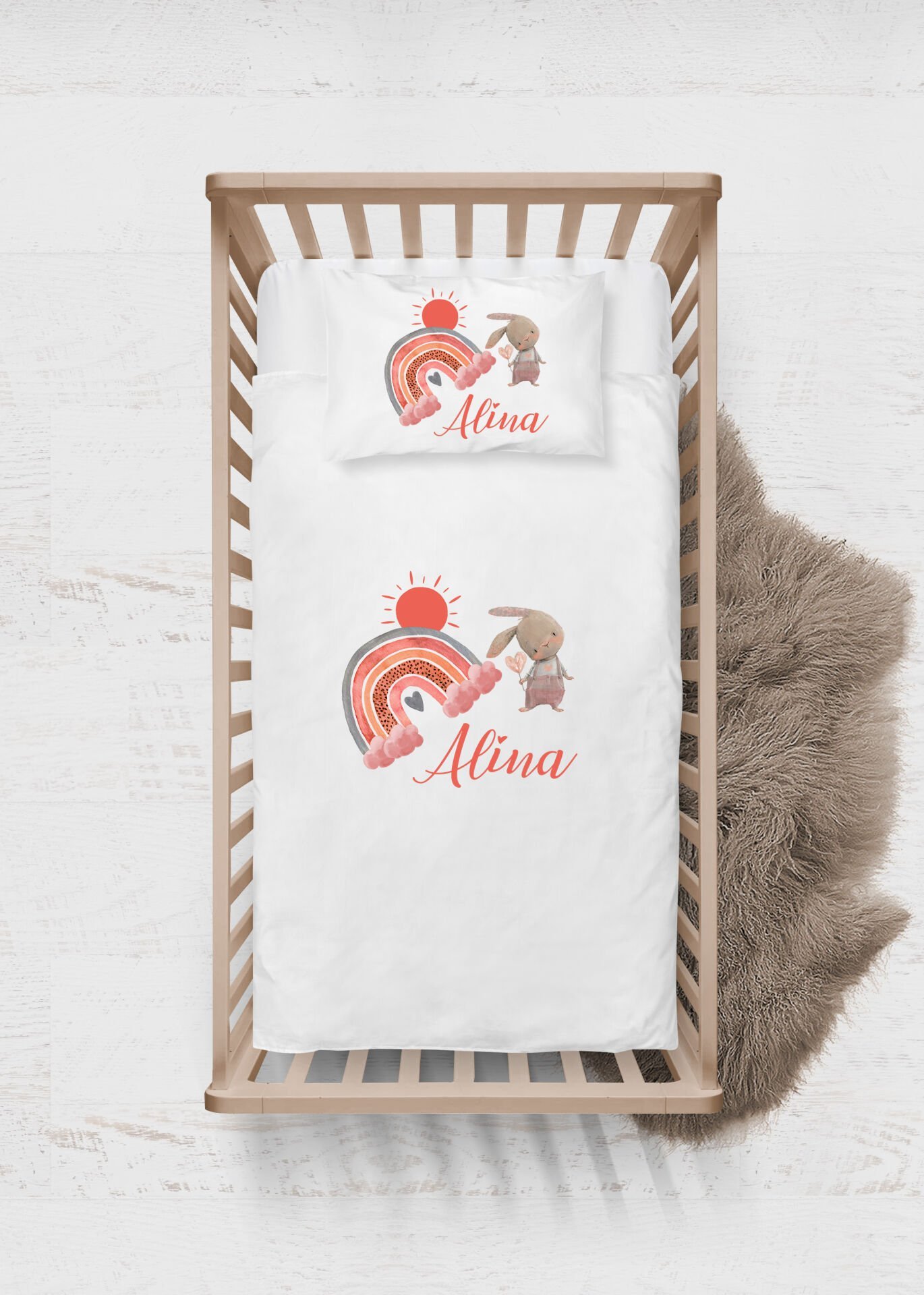 Tavşanlı Gökkuşağı Tasarımı Nevresim Takımı