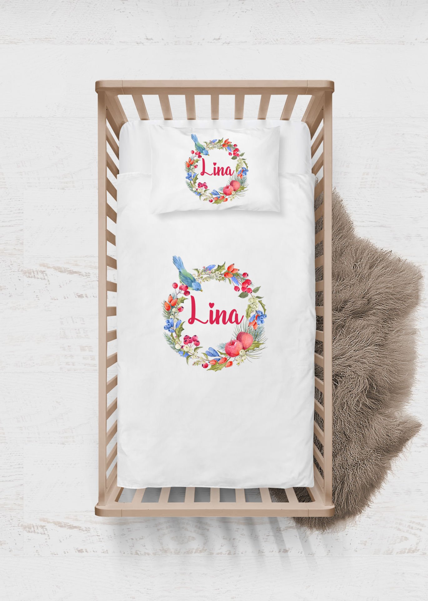 Çiçek Çelenk Tasarımı Nevresim Takımı