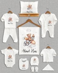 Uçakta Sevimli  Ayıcık Tasarımı 11'li Organik  Hastane Çıkışı