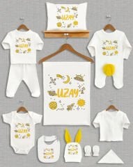 Uzay Tasarımı Sarı Ponponlu Tavşan Kulaklı 11'li Organik Hastane Çıkışı