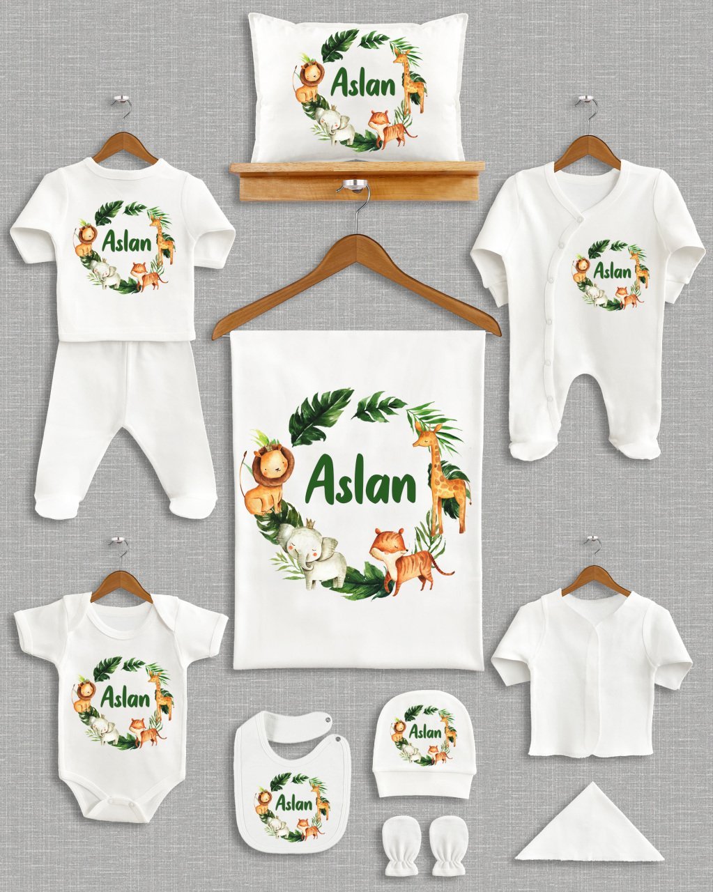 Ormanda Sevimli Hayvanlar Tasarımı 11'li Organik  Hastane Çıkışı