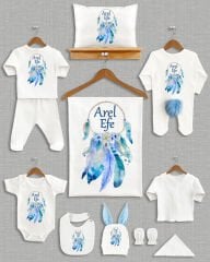 Mavi Düş Kapanı Tasarımı Ponponlu Tavşan Kulaklı 11'li Organik Hastane Çıkışı