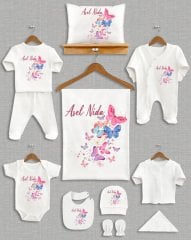 Renkli Kelebekler Tasarımı 11'li Organik  Hastane Çıkışı