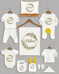 Papatya Tasarımı Sarı Ponponlu Tavşan Kulaklı 11'li Organik Hastane Çıkışı