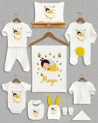 Arı Tasarımı Sarı Ponponlu Tavşan Kulaklı 11'li Organik Hastane Çıkışı