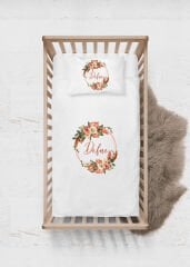 Pastel Çiçek Çelenk Tasarımı Nevresim Takımı