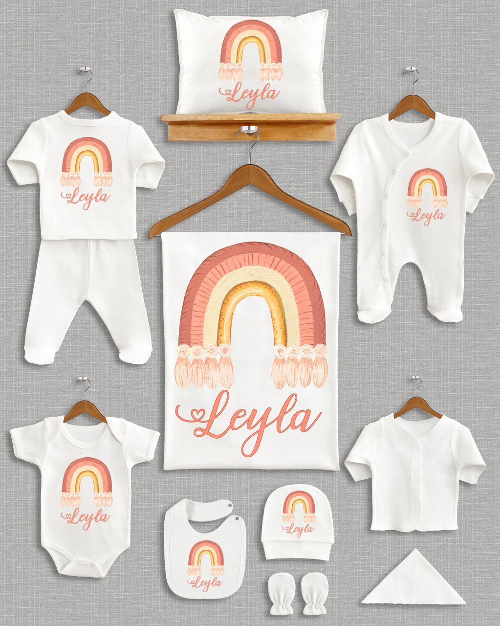 Soft Gökkuşağı Tasarımı 11'li Organik  Hastane Çıkışı