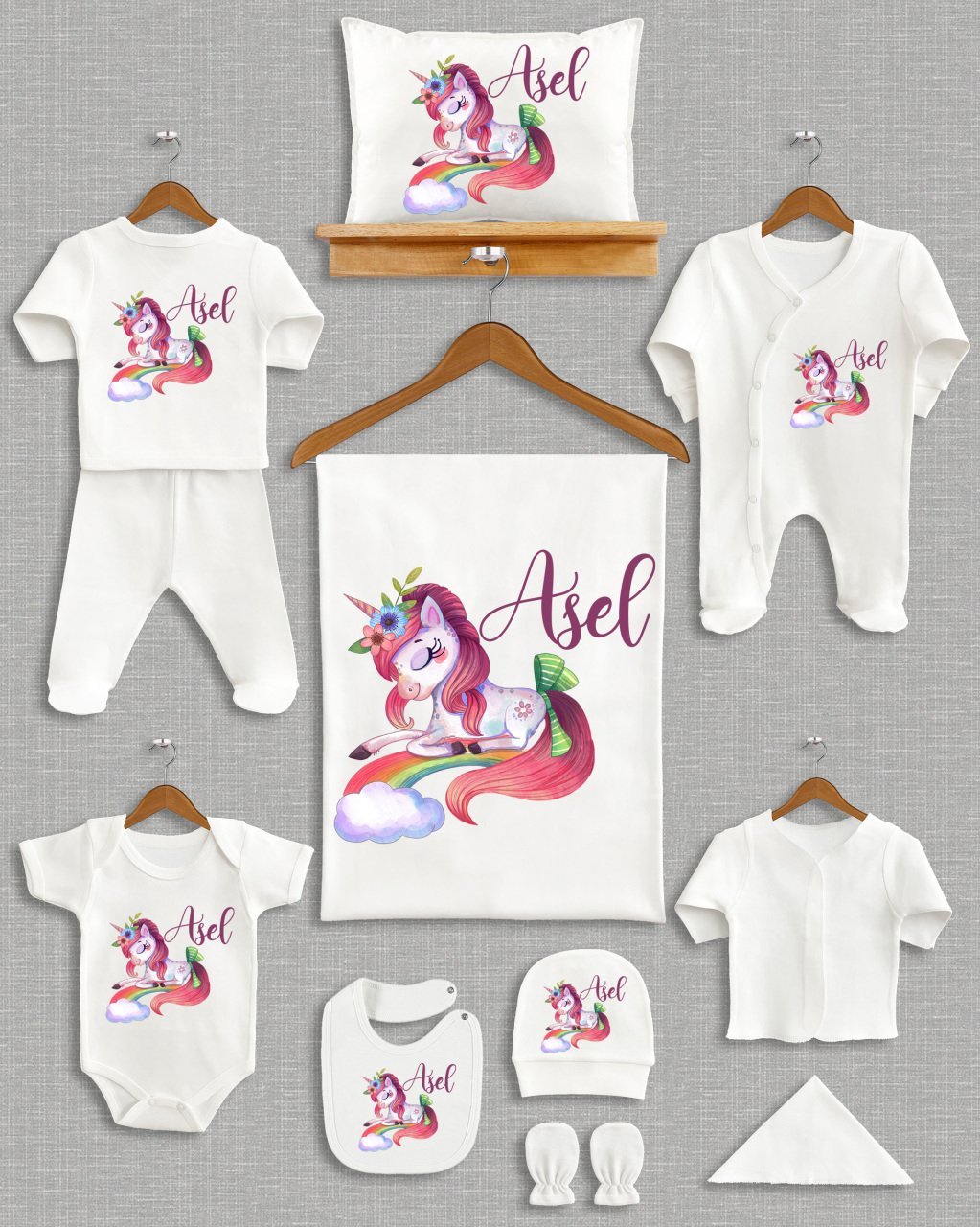 Sevimli Unicorn Tasarımı 11'li Organik  Hastane Çıkışı