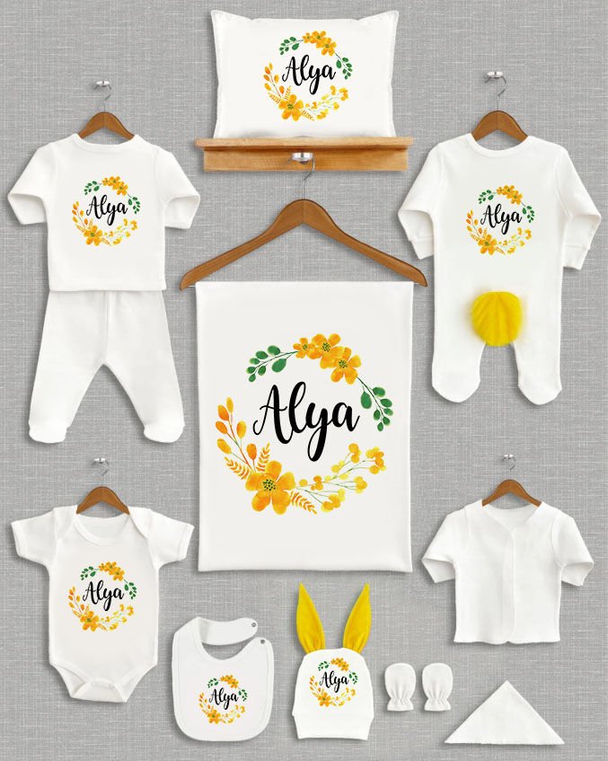 Çiçek Tasarımı Sarı Ponponlu Tavşan Kulaklı 11'li Organik Hastane Çıkışı