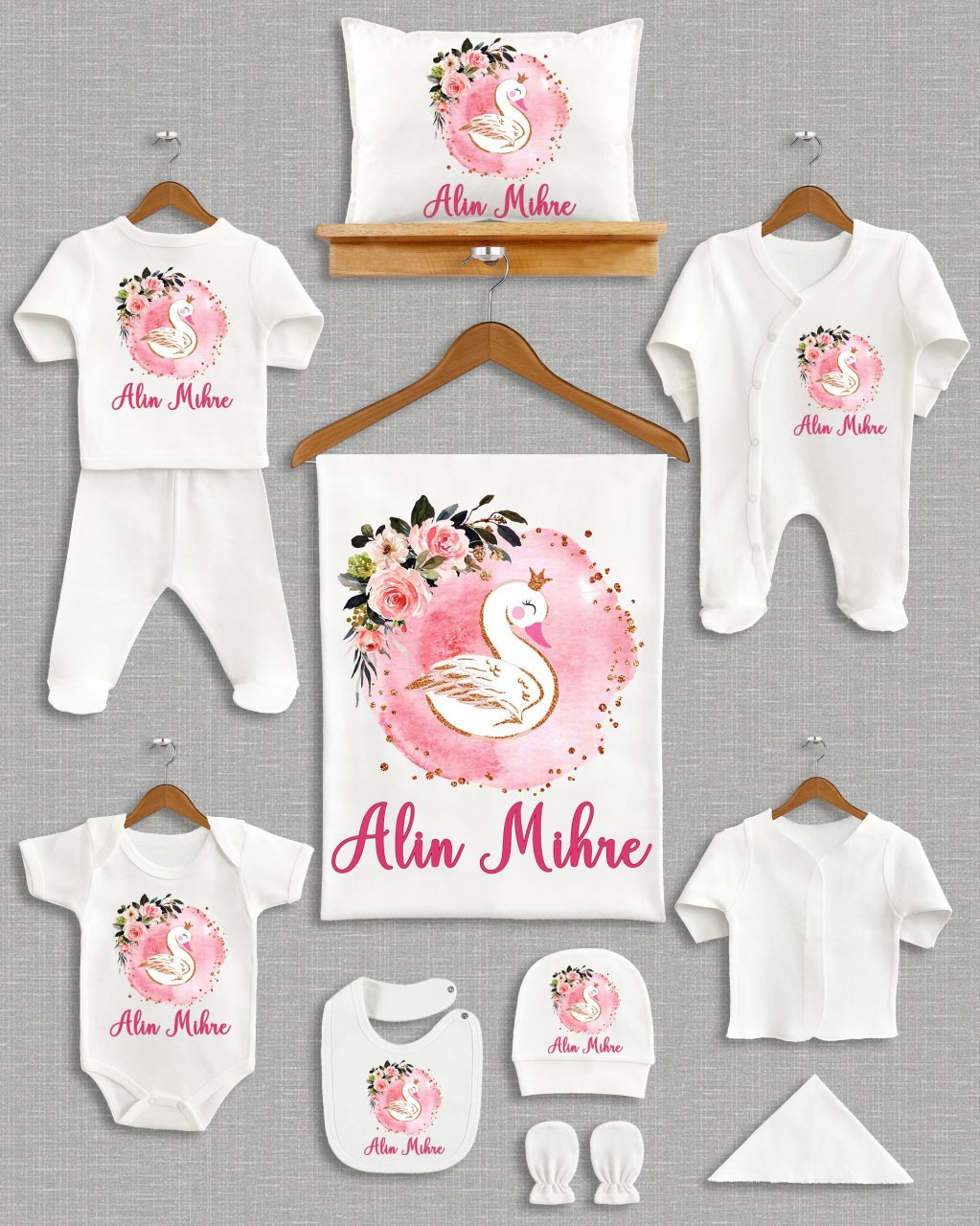 Sevimli Kuğu Tasarımı 11'li Organik  Hastane Çıkışı