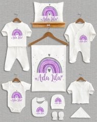 Lila Gökkuşağı Tasarımı 11'li Organik  Hastane Çıkışı