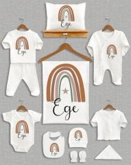 Kahverengi Gökkuşağı Tasarımı 11'li Organik  Hastane Çıkışı