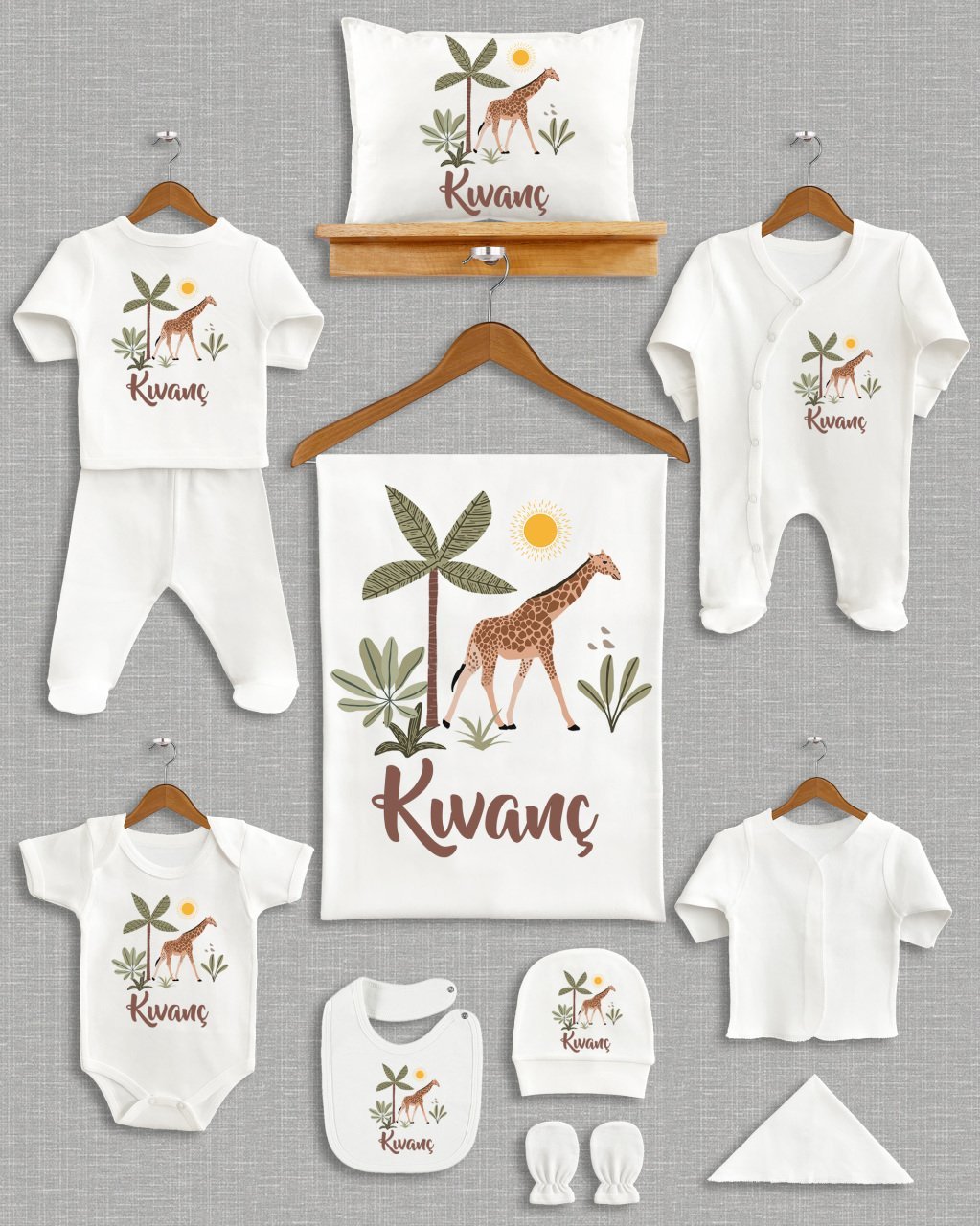 Ormanda Sevimli Hayvanlar Tasarımı 11'li Organik  Hastane Çıkışı