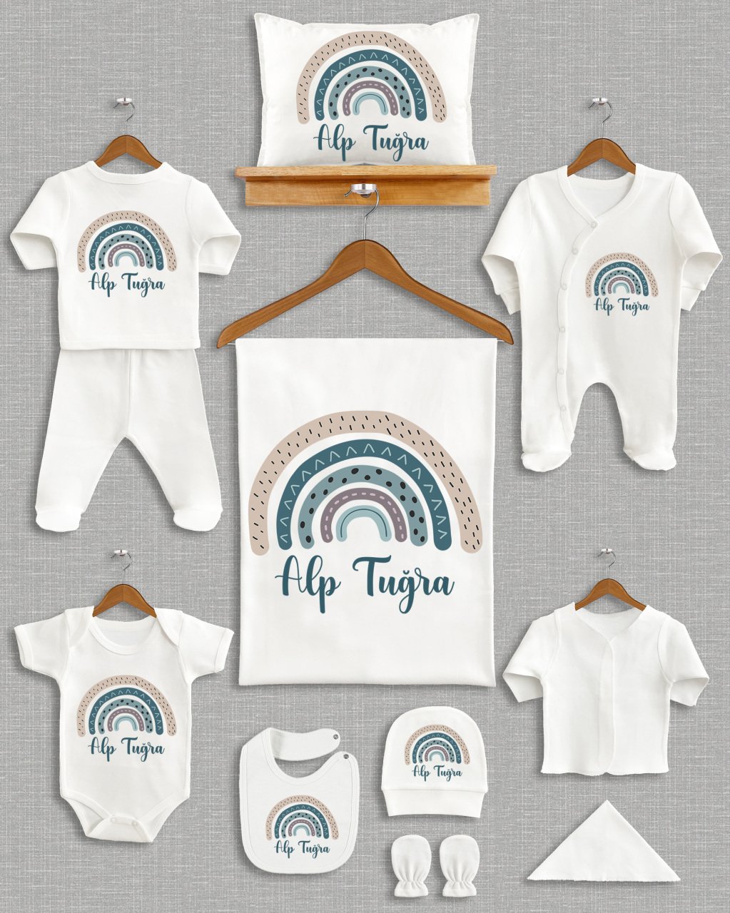 Soft Gökkuşağı Tasarımı 11'li Organik  Hastane Çıkışı