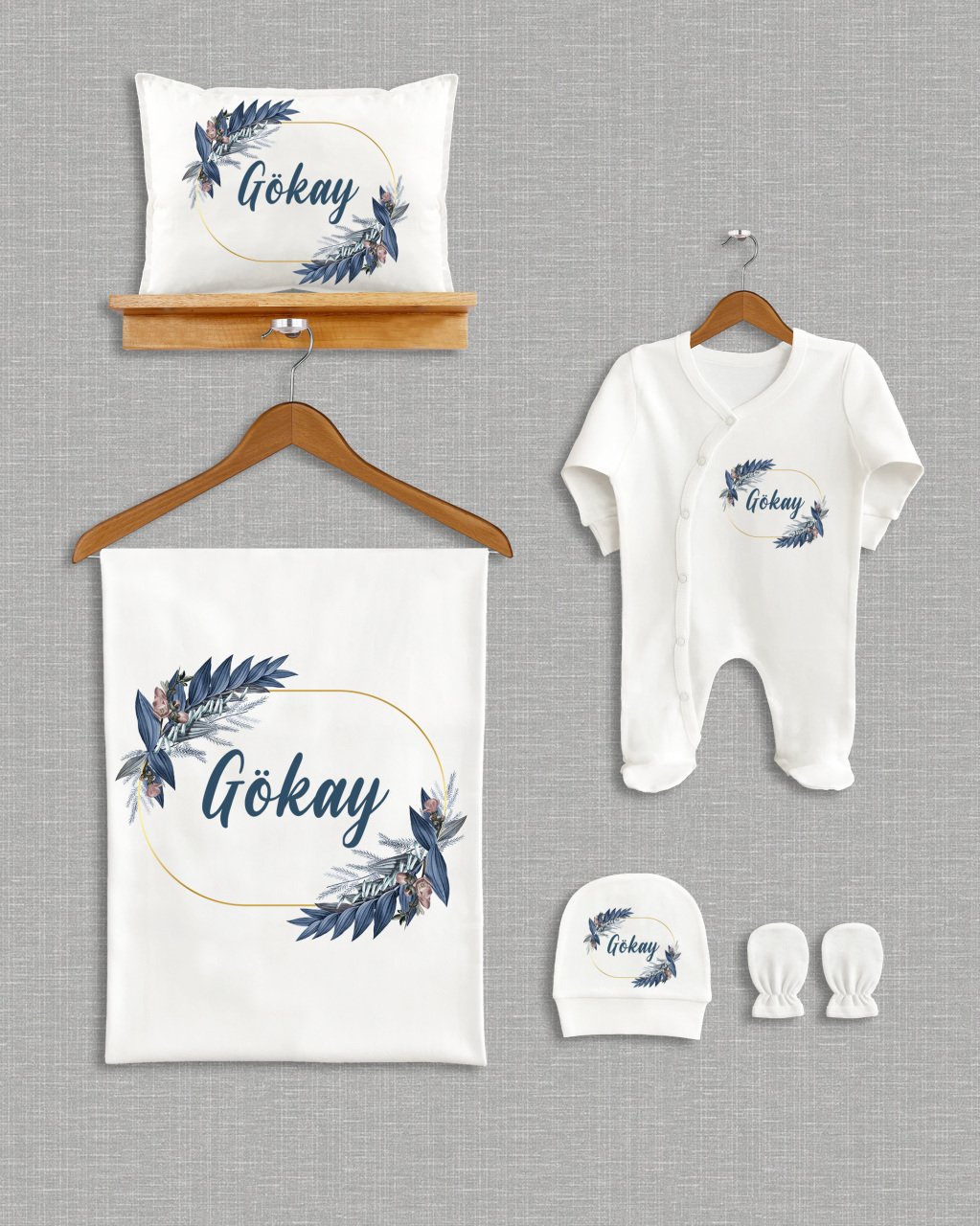 Mavi Çelenk Tasarımı 5'li Organik  Hastane Çıkışı