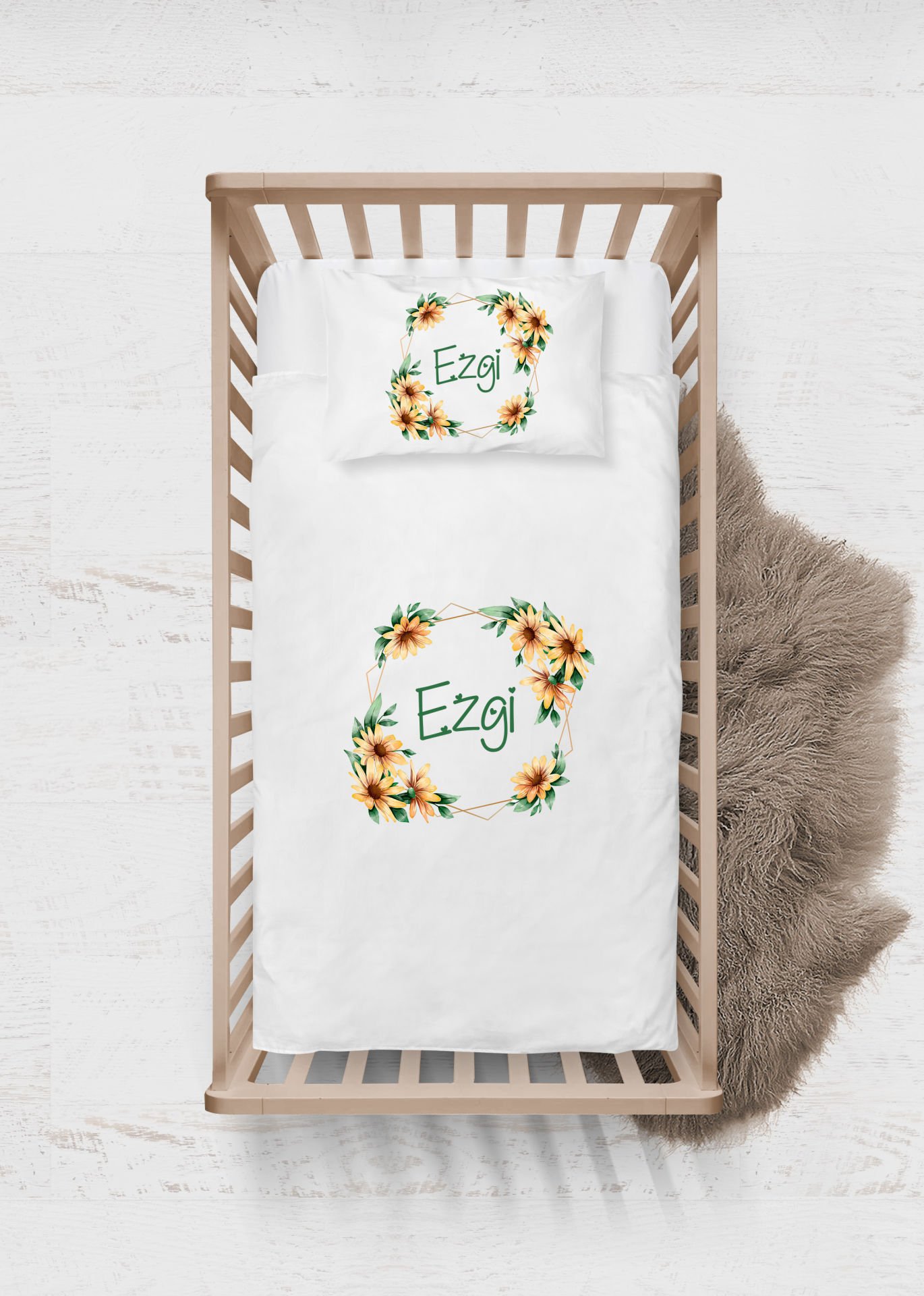 Çiçek Çelenk Tasarımı Nevresim Takımı