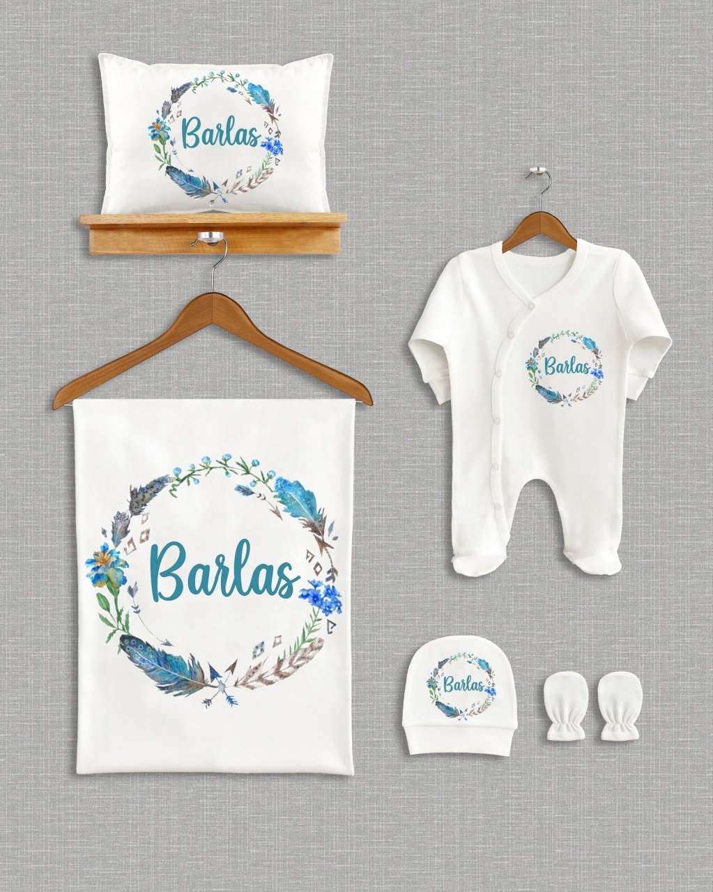 Tüy Çelenk Tasarımı 5'li Organik  Hastane Çıkışı