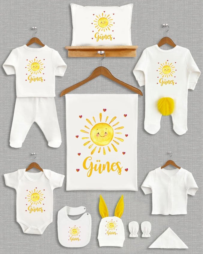 Güneş Tasarımı Sarı Ponponlu Tavşan Kulaklı 11'li Organik Hastane Çıkışı