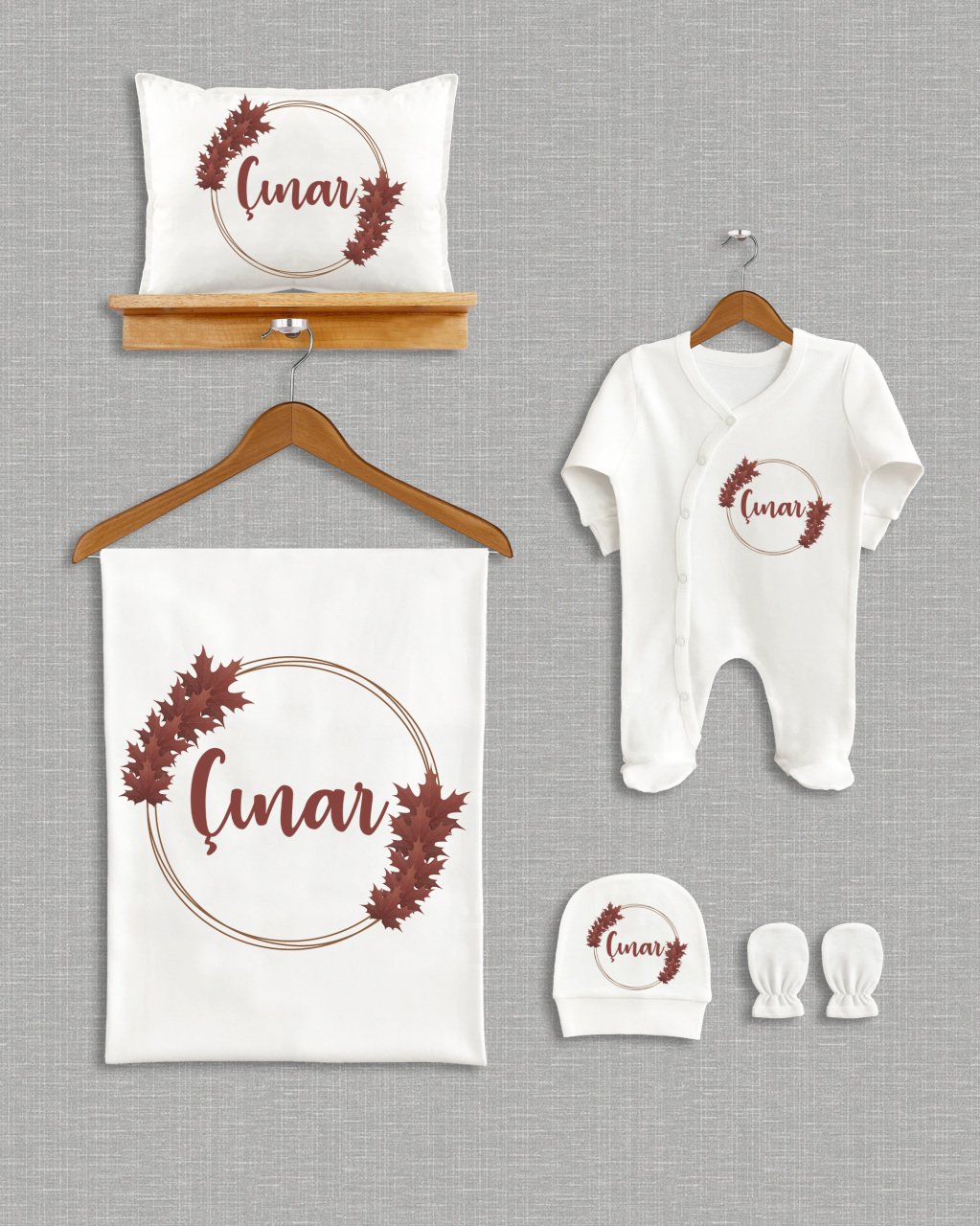 Yaprak Çelenk Tasarımı 5'li Organik  Hastane Çıkışı