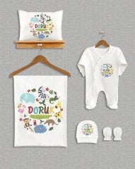 Sevimli Hayvanlar Tasarımı 5'li Organik  Hastane Çıkışı