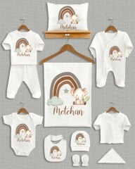 Gökkuşağı Üzerinde Fil Tasarımı 11'li Organik İsme Özel Hastane Çıkışı