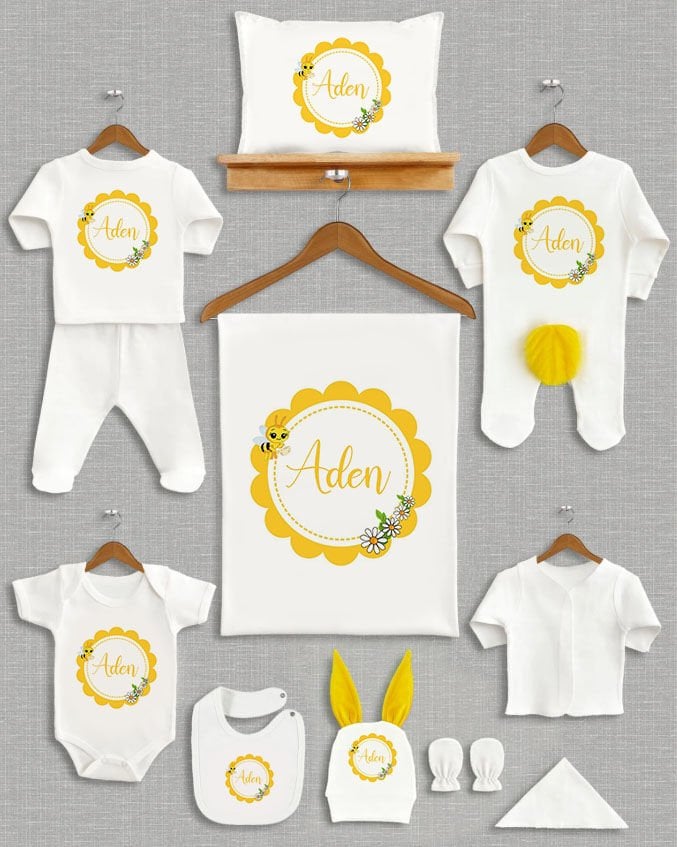 Çelenk Tasarımı Sarı Ponponlu Tavşan Kulaklı 11'li Organik Hastane Çıkışı