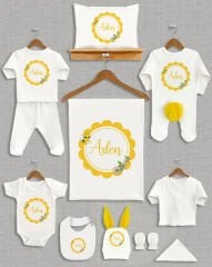 Çelenk Tasarımı Sarı Ponponlu Tavşan Kulaklı 11'li Organik Hastane Çıkışı