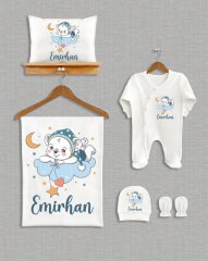 Bulut Üzerinde Sevimli Ayıcık Tasarımı 5'li Organik  Hastane Çıkışı