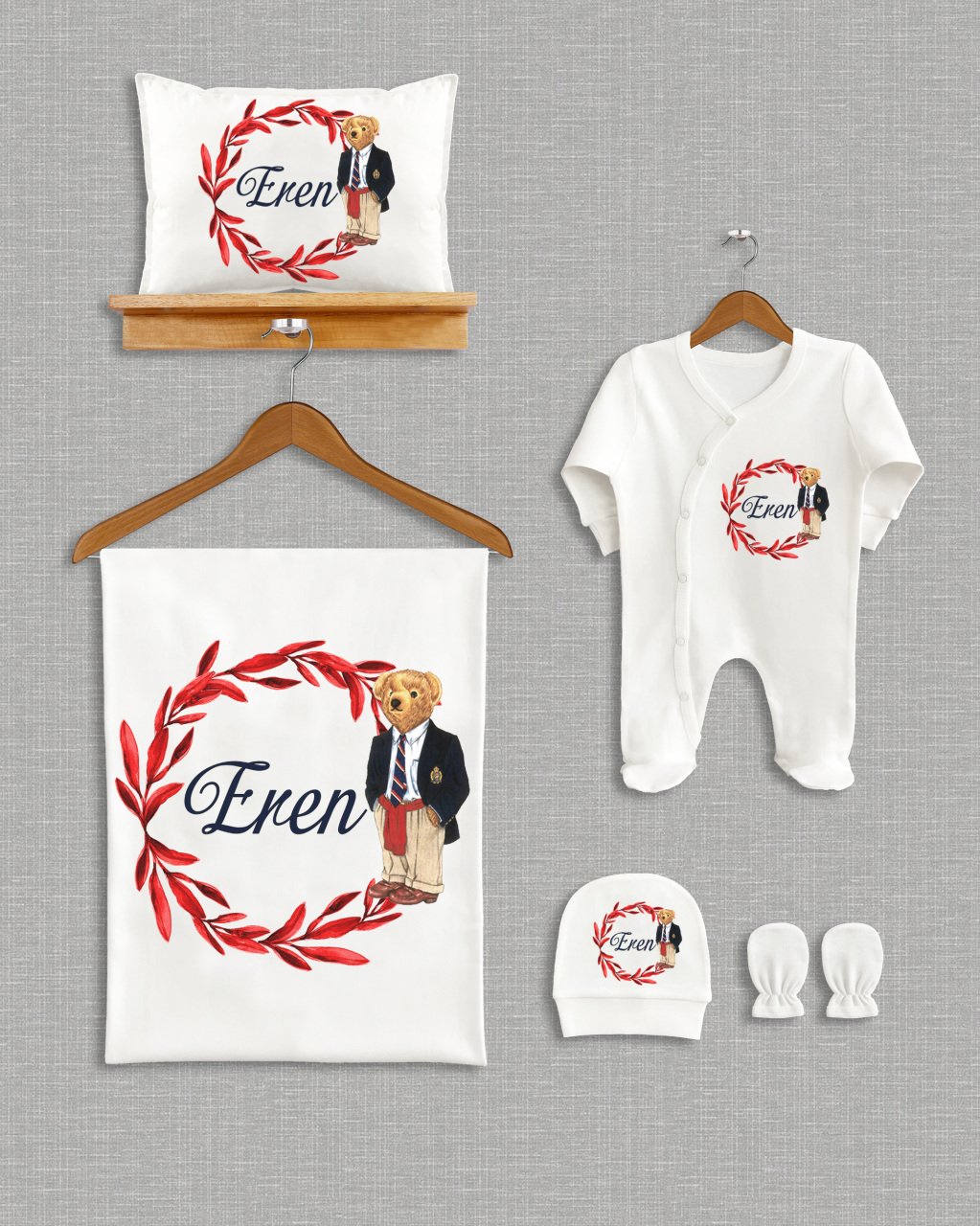 Baby Bear Tasarımı 5'li Organik  Hastane Çıkışı