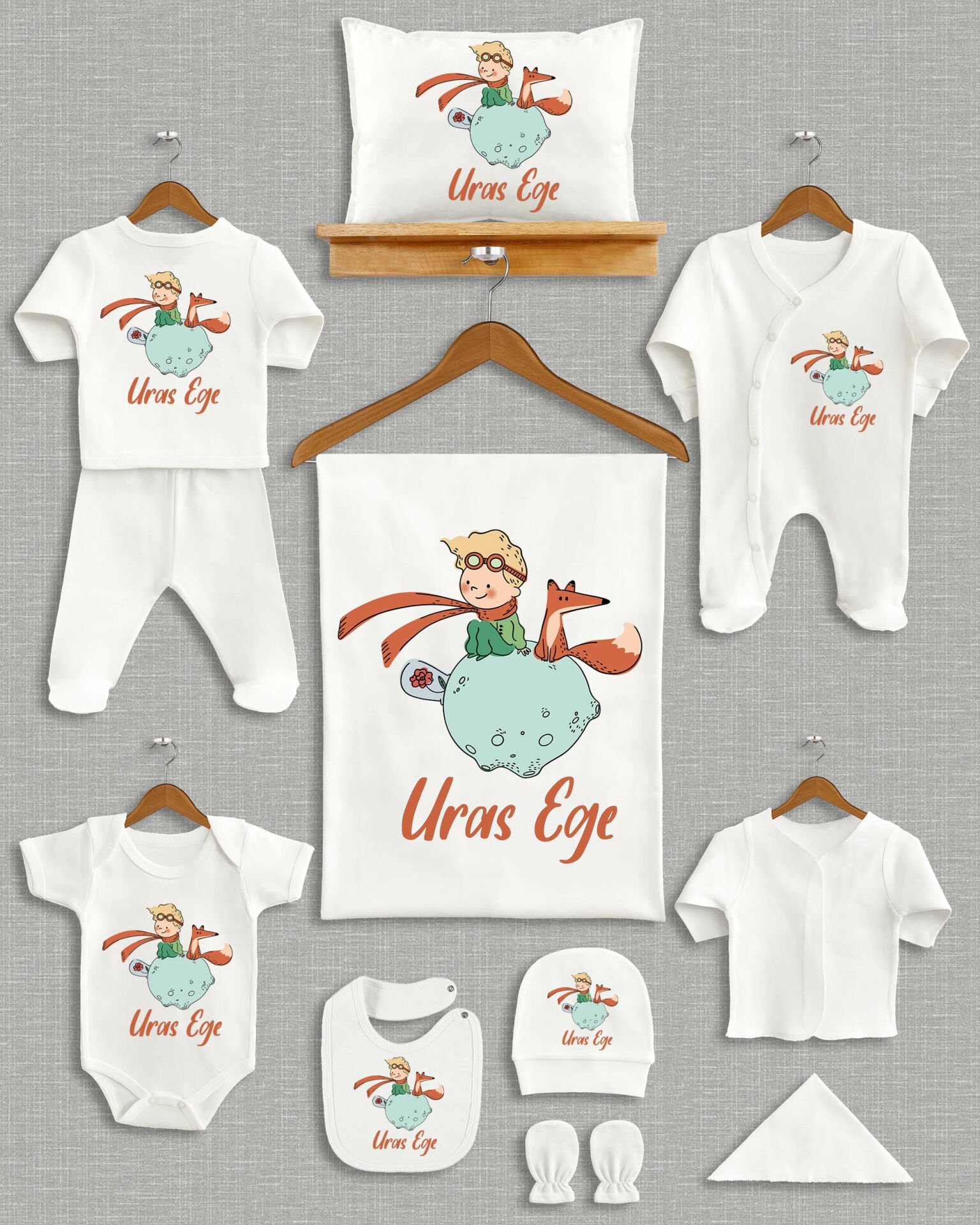 Küçük Prens Tasarımı 11'li Organik İsme Özel Hastane Çıkışı