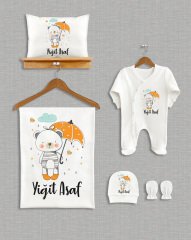 Şemsiyeli Sevimli Hayvan  Tasarımı 5'li Organik  Hastane Çıkışı