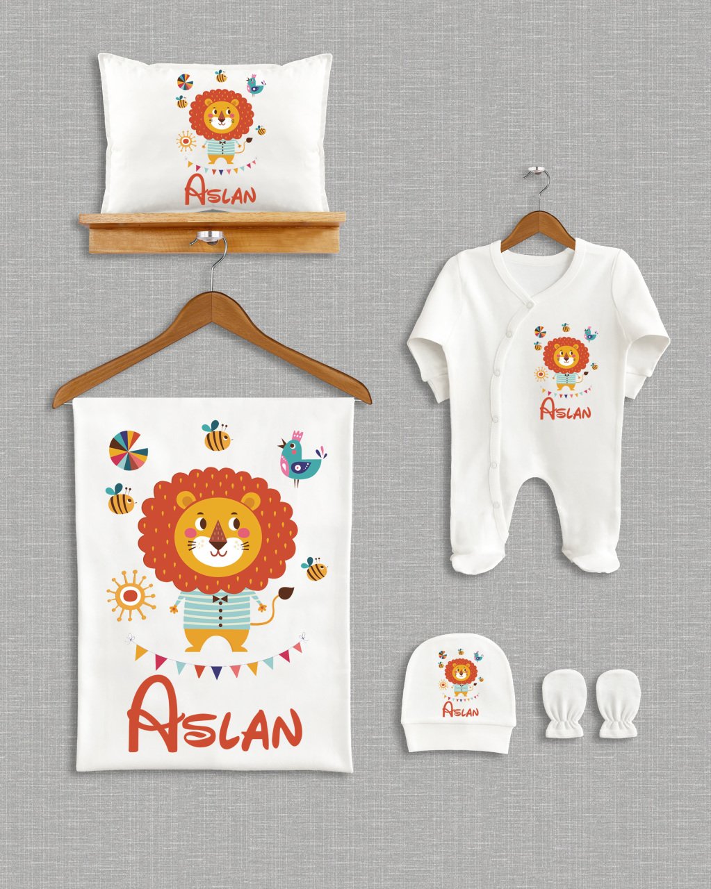 Sevimli Aslan Tasarımı 5'li Organik  Hastane Çıkışı
