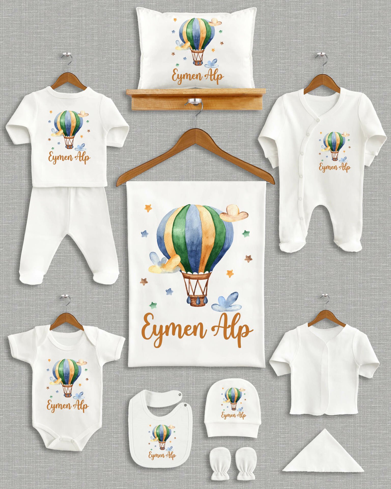 Uçan Balon Tasarımı 11'li Organik İsme Özel Hastane Çıkışı